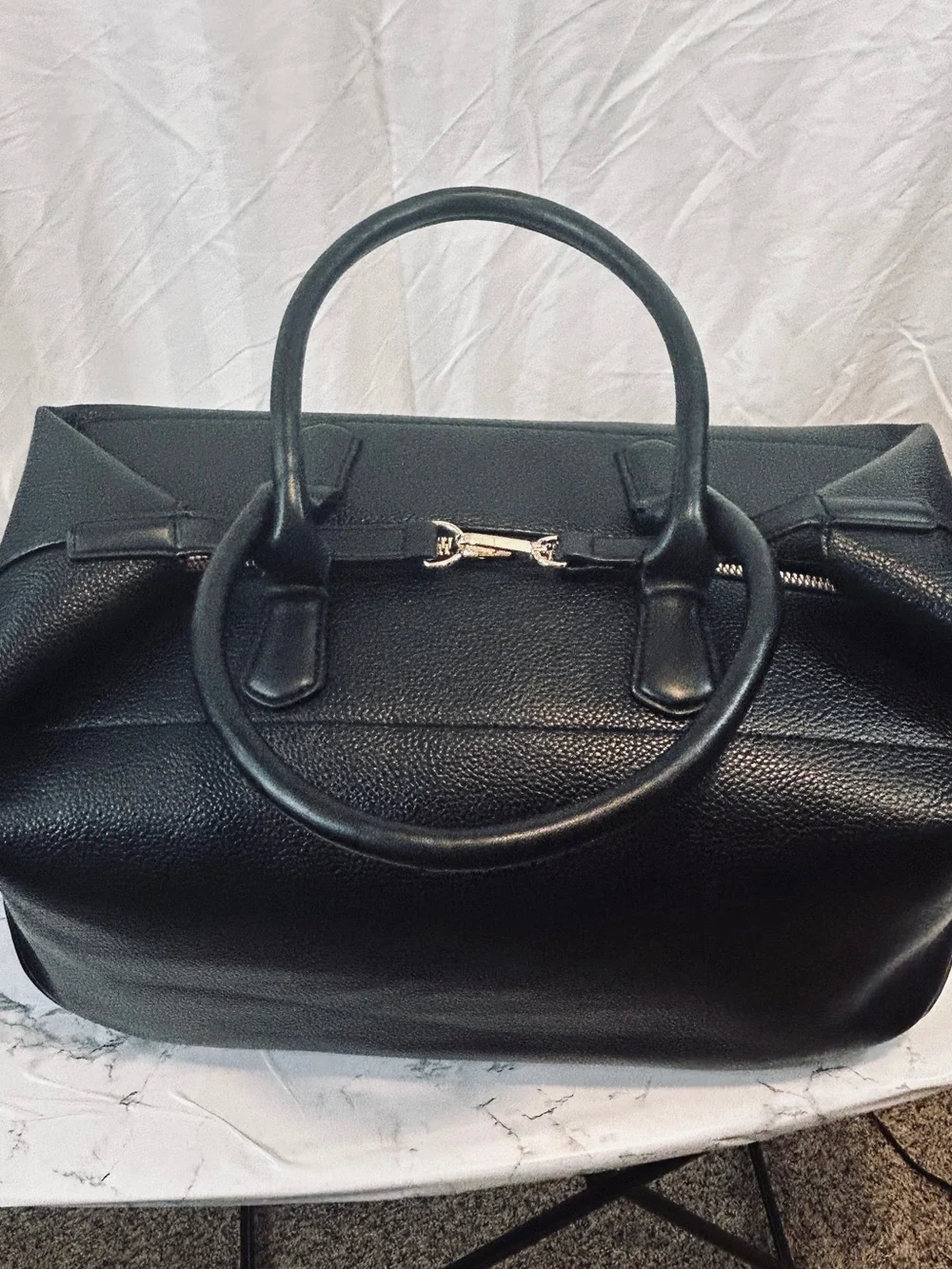 a new day Black Pebbled Tote Satchel Handbag